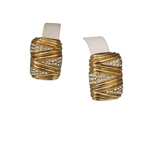 Vintage Signed Heavy Rhinestone Encrusted Ciner Clip Earrings (A4301)